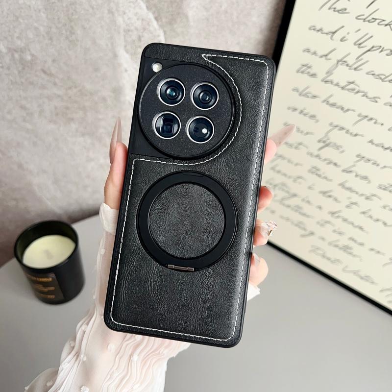 

Calf Leather Magnetic For Magsafe Case for OnePlus 15 13 13T 13S 13R 12 11 11R ACE 5 3 Pro Wireless Charge Stand Cover OnePlus 12