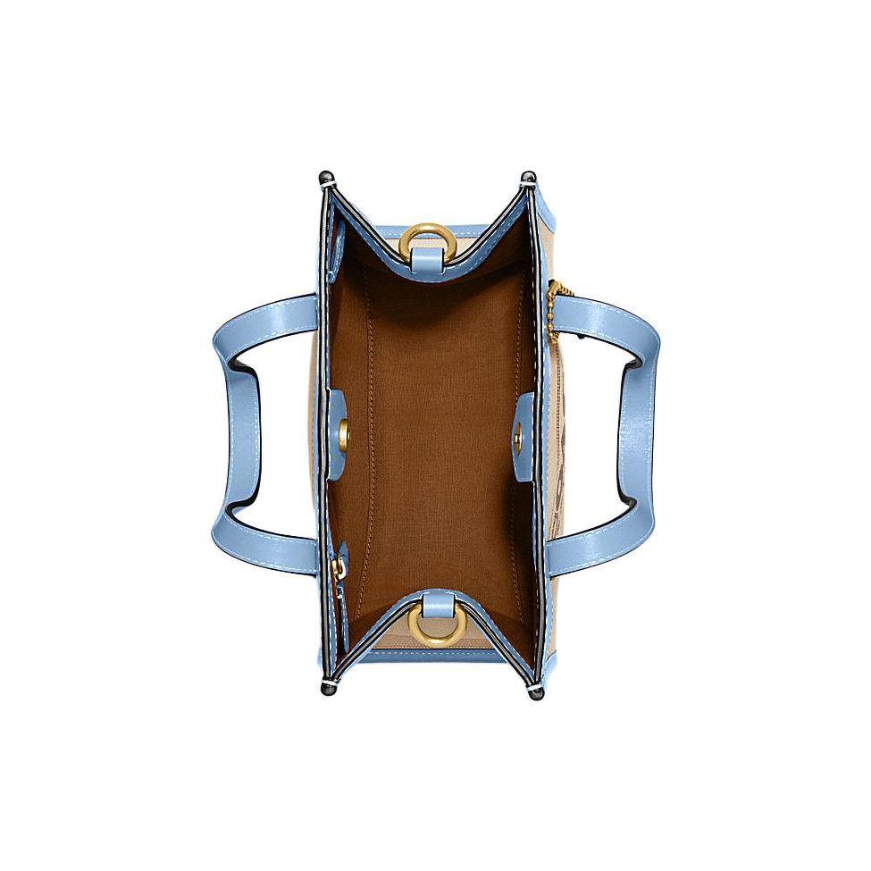 Coach Field 22 Logo Badge Quilted Snap Fabric And Leather Tote Bag Women Tote Bags Khaki Blue CH740-B4VPK