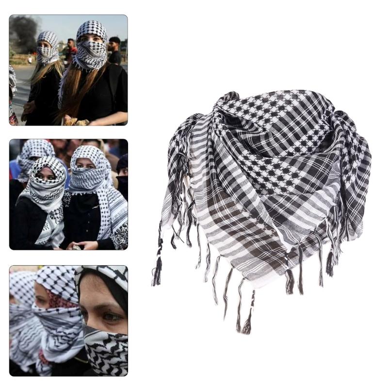 Multifunctioneel Arafat Hijab Sjaal Kwastjes Sjaal Bandana Volwassene Woestijn Arabische Shemagh Hoofddoek Arabische Dubai Saoedi Hoofdbedekking