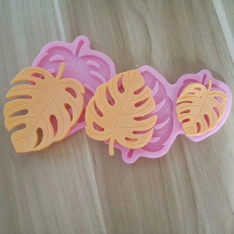 Monstera Mould Palm Leaves Banana Leaf Shaped Gummy Tool Silicone Baking Mold Cake Decorating Forest Series Birthday Party Decor