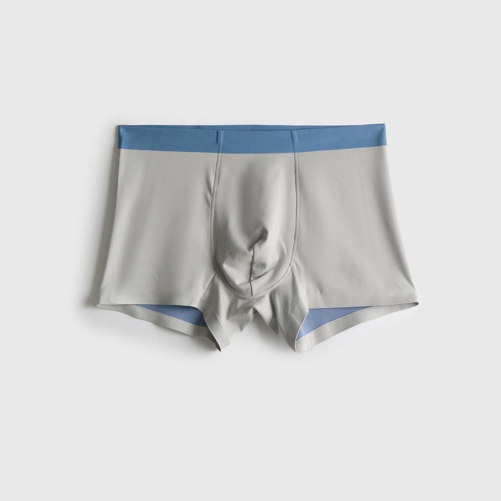 Modal Men's Mulberry Silk Color Block Seamless Boxer Briefs - Mid-Rise.