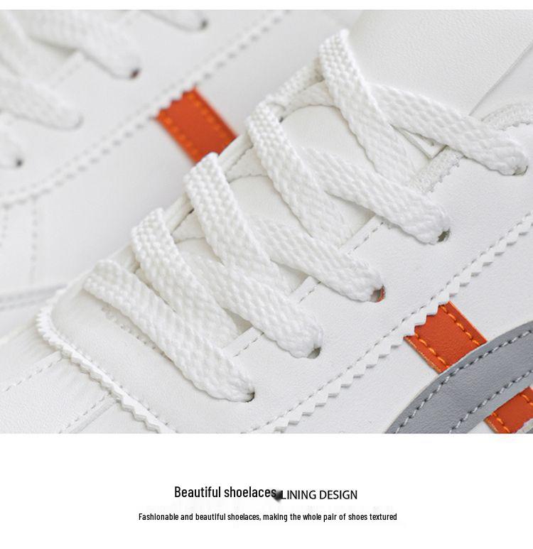 Spring Women's Breathable White Sneakers, Versatile Korean Style with Thick Soles for Height Boost, Casual Dad Shoes