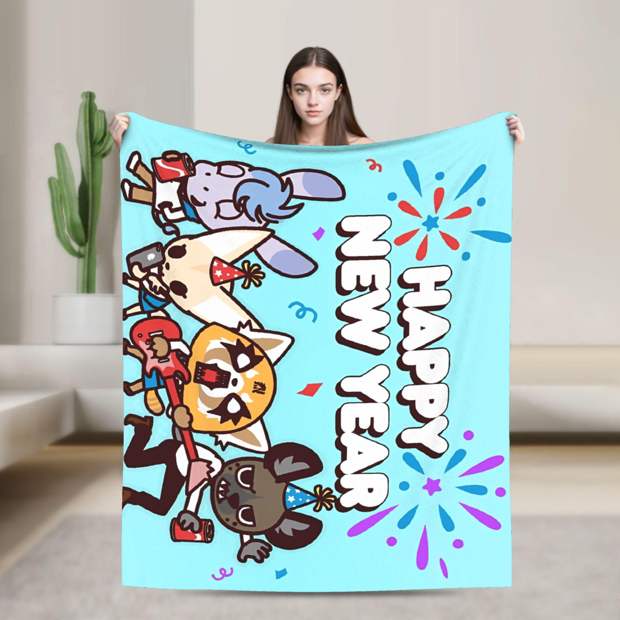

Soft Warm BlanketKids Adult Travel Aggretsuko Bedding Throws Flannel Bedspread For Outdoor Novelty Sofa Bed Cover 75x90cm