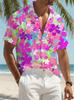 Hawaiianisches Herren-Kurzarm-Freizeithemd mit buntem Blumenprint - Mit Knopfleiste, lebendigen Farben, geeignet für Outdoor und Freizeit