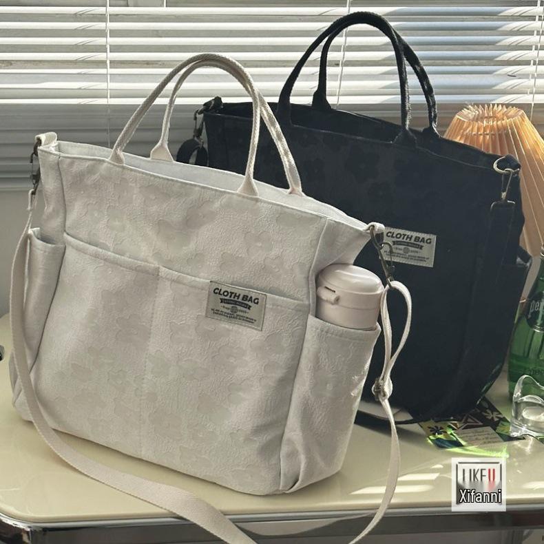 Original Handmade Thickened Artistic Canvas Tote Bag - Versatile Crossbody/Shoulder Carry for Students