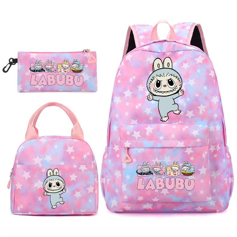 3Pcs/set Backpack for Girl School Teen Student Knapsack Women Rucksack with Lunch Bags Pencil Bag Fish Scale Style Bags