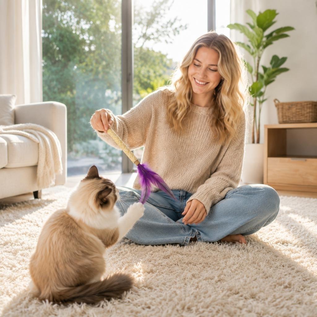 Cat Toy with Silvervine Fruit Feather Teaser Natural Chew Stick Interactive Pet Play Wand for Cats and Kittens