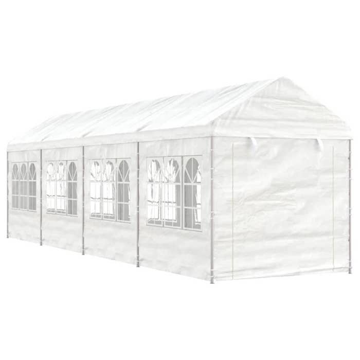 VidaXL Belvédère avec toit blanc 8,92x2,28x2,69 m polyéthylène, tente de fête, chapiteau, abri à auvent, pavillon, tente 3155480