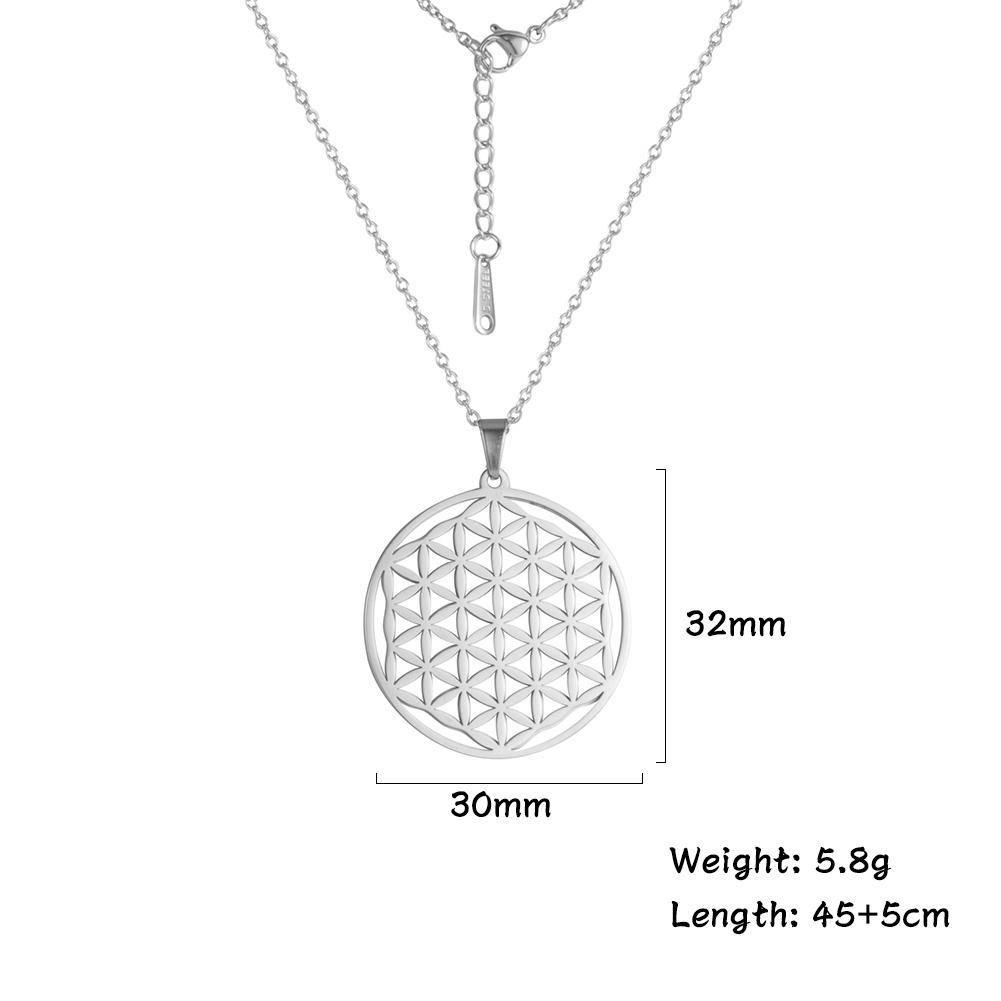LIKGREAT Flower of Life Round Pendant Necklaces Stainless Steel Fashion Hollow Mandala Chakra Choker Jewelry Gifts for Women Men
