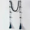Fashion Personality Red Glass Bead Beaded Tassels Necklace for Women Retro Ethnic Double-layer Fold Wear Sweater Chain Jewelry