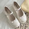 Fashion Mary Jane 2025 French High-heels New Bow Leather Shoes Round Toe British Style Women's Shoes Fashion Comfortable Buckle Pumps