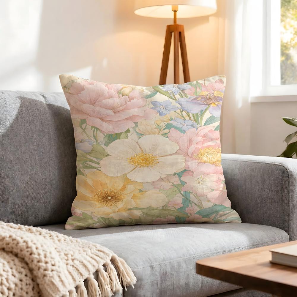 Light Pink Gentle Petals Cushion Cover 1Pcs Decorative Covers Soft Cushion Case For Sofa Couch Decor 40X40 45X45 Pillowcases