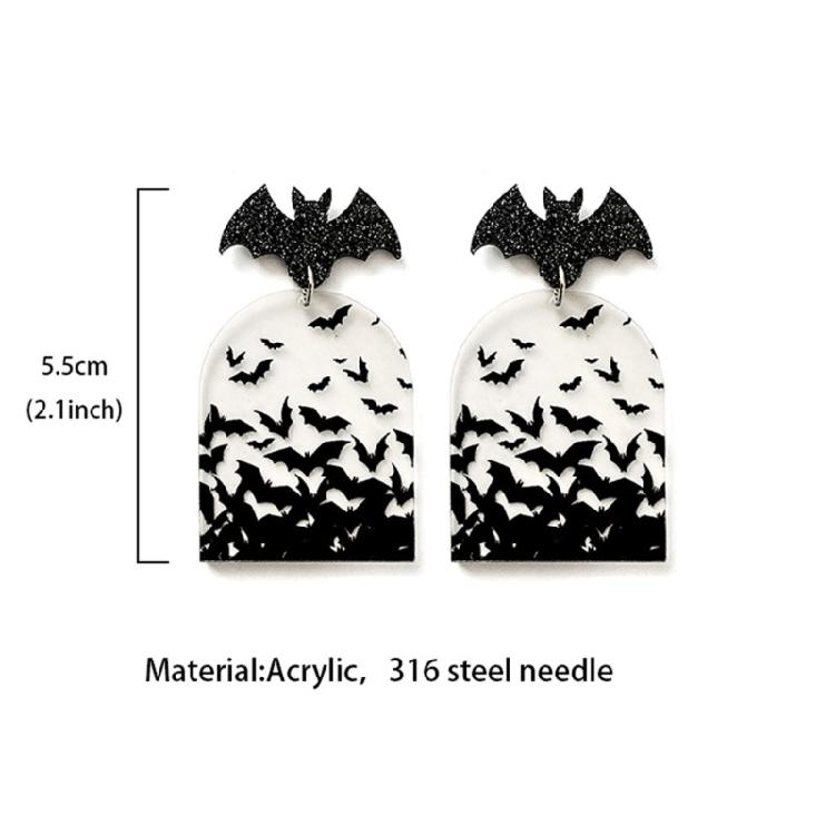 Trendy Earrings Halloween Bat Acrylic Ear Studs Visual Effects Ear Adorments