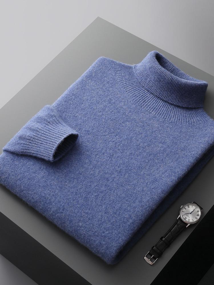 Spring & Autumn Men's Pure Wool Plus Size Knit Sweater - Versatile, Trendy, Lightweight.