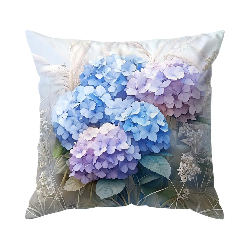 Hortensien Kissenbezug Bedrucktes Polyester 40/45/50cm Dekokissenbezug Dekorative Sofakissenbezug Heimdekoration