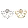 Women Hollow Out Lotus Shaped Rhinestone Inlaid Ear Jacket Earrings Jewelry Gift