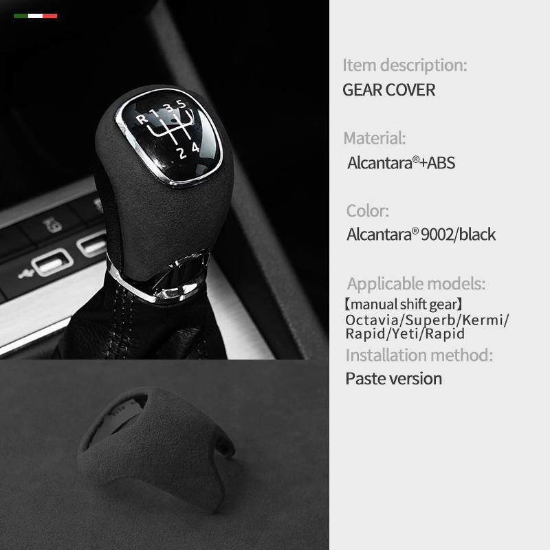 Car Center Console Gear Shift Head Knob Cover Trim For Skoda Octavia Superb Kermi Rapid Yeti Rapid Alcantara Suede Accessories