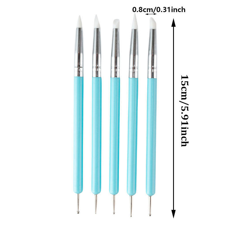 5Pcs/Set Clay Modeling Sculpting Kit Silicone Tip Clay DIY Craft Pottery Tool