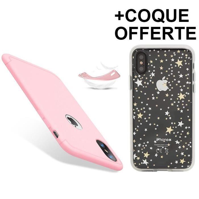 Coque de protection - E.F.CONNECTION - iPhone X - Silicone Mat - Antichoc - Anti-Rayure - Rose