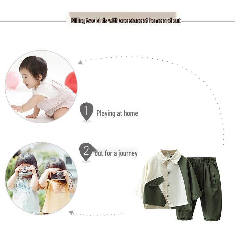 Ensemble deux pièces d'automne pour garçon style street: Chemise ample à manches longues et pantalon (Tendance 2025)