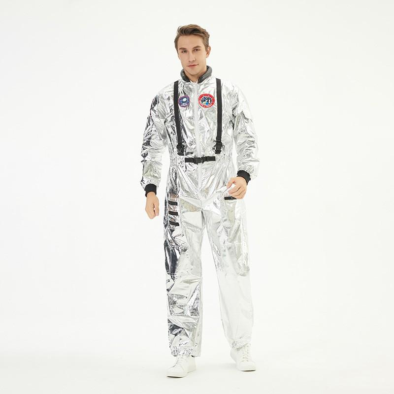 Unisex Astronaut Costume Cosplay Jumpsuit Halloween Party Space Theme Role Play Outfit