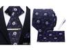 Men's Retro Floral Tie, Pocket Square & Tie Clip Set for Weddings