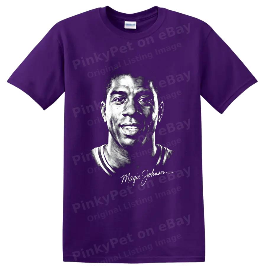 Magic Johnson Basketball T Shirt Los Angeles Number 32 Portrait Graphic Art Tee