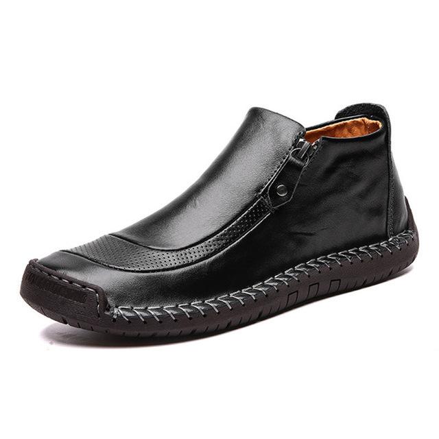 Fashion New Fashion Men Boots High Quality Split Leather Ankle Snow Boots Shoes Warm Fur Plush Winter Shoes Plus Size 38-48