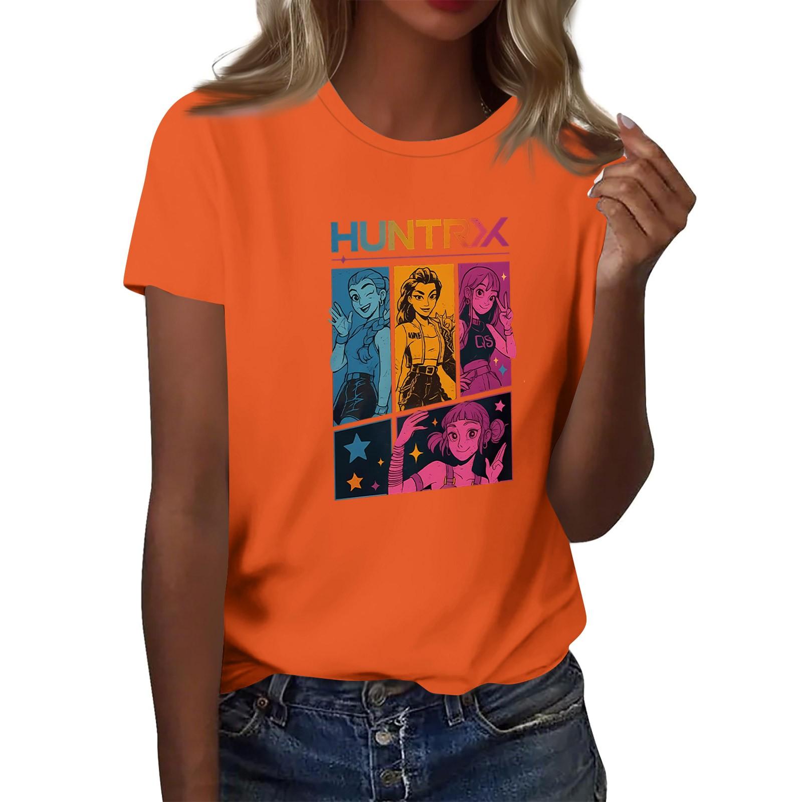 

Женский топ с круглым вырезом и короткими рукавами с 2D-принтом XXL шафрановый