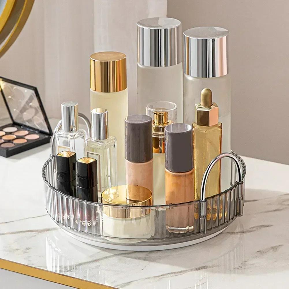 360° Rotatable Desktop Cosmetic Rack Bathroom Shelf Large-capacity Perfume Aromatherapy Skin Care Product Storage Rack Organizer