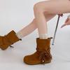 Fashion Flip-Toe Medium Cool Boots Versatile Open-Toe Women's Western Boots Season Retro Low Heel Strap Flat Boots