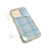ins blue and yellow plaid iPhone16promax mobile phone case for girls, Apple 15promax white background imd case