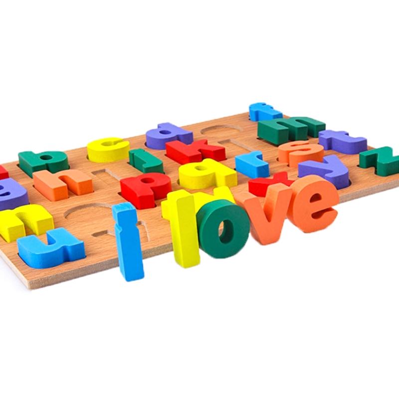 Wooden Puzzle Board Shape Matching Toy Alphabet/Number/Geometric Tangram Busy Board Jigsaw for Baby Kids Early Education