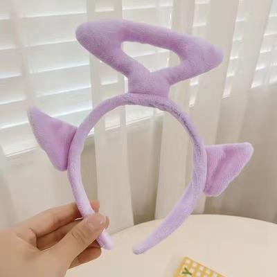 Plyšová čelenka do uší, Čelenka na mytí obličeje pro ženy, Čelenka s klipem, Roztomilý a hravý vlasový doplněk