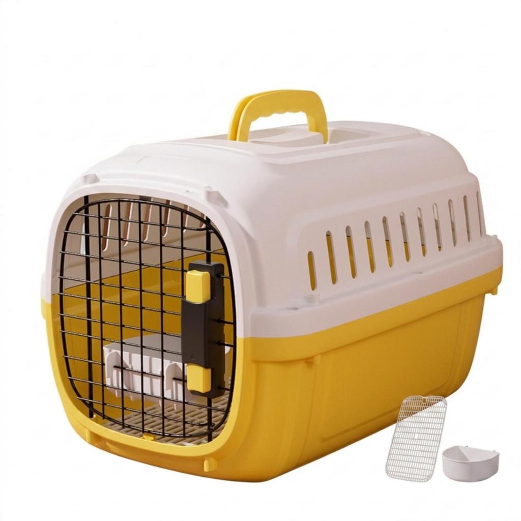 Hard-Sided Pet Carrier Ventilated with Litter Tray Protected Cat