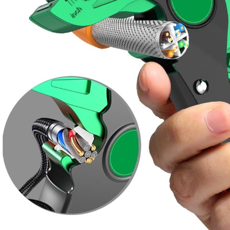 Wire Stripper Automatic Peeling Function Efficient Cable Handling Comfortable Grip Handle Safety Lock Mechanism Ergonomic