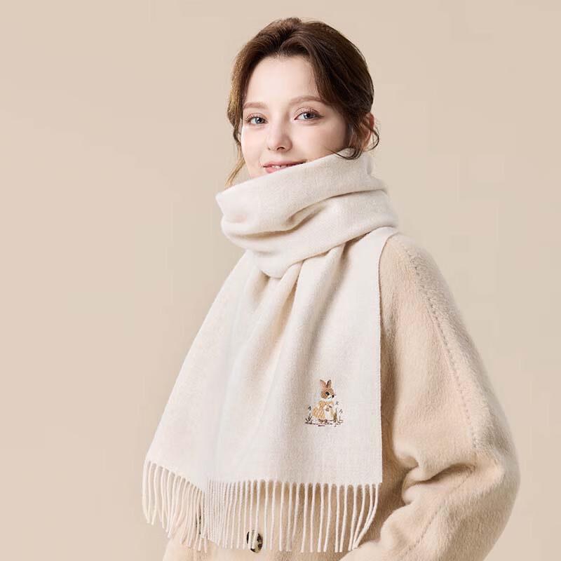 

JIUMU Women s Thick Wool Scarf with Cute Animal Design One Size