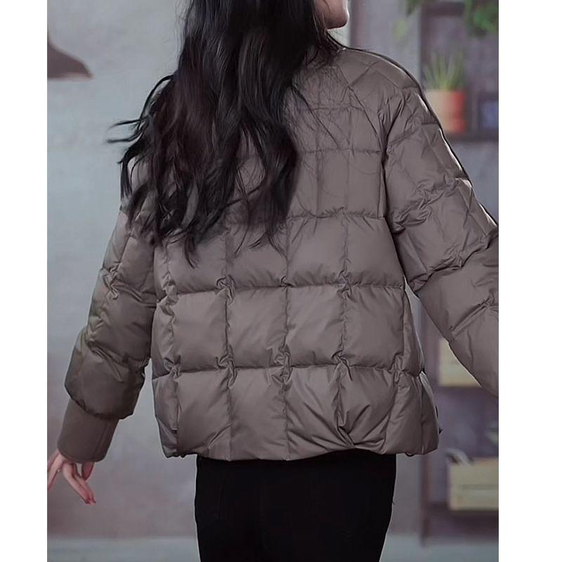 Brown Quilted Coat Women Wool Spliced Loose Warm Winter Puffer