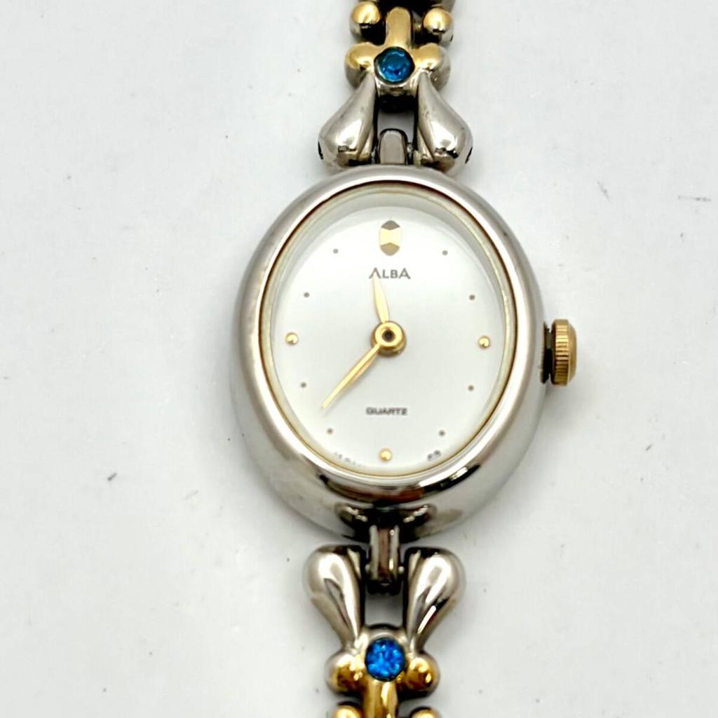 SEIKO ALBA 2P Color Stone Oval Watch 935218 [New Battery] Ladies' V810-5020