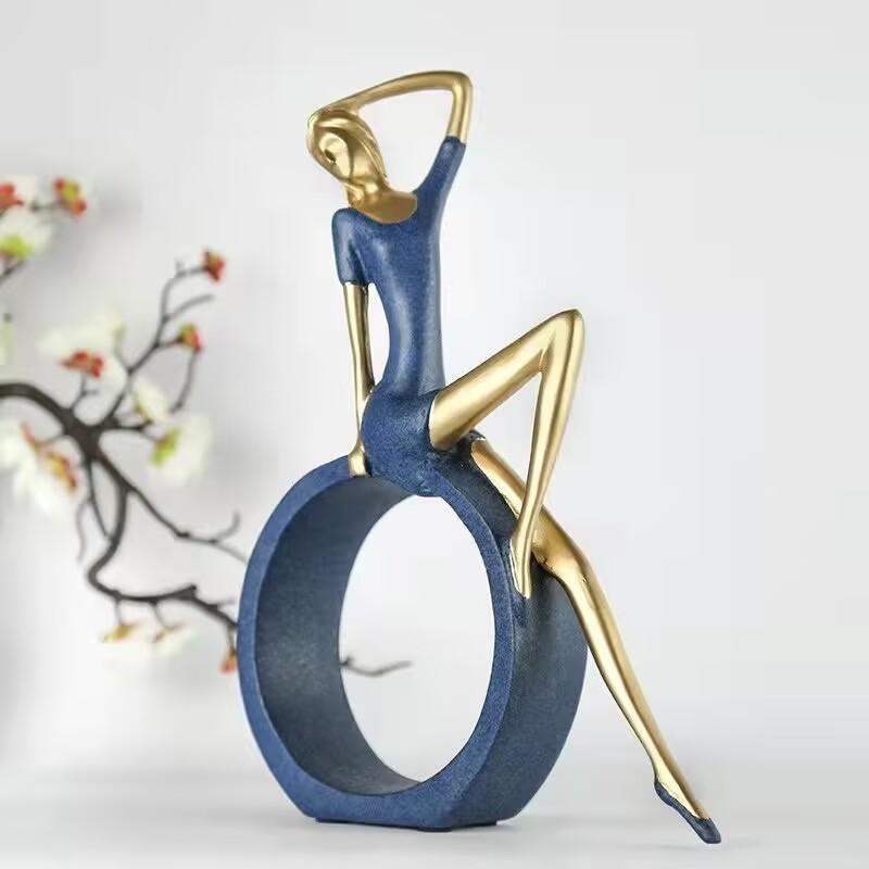 European Reading Book Yoga Girl Resin Figurines Decoration Items Home Room Desk Statue Accessories Coffee Table Sculpture Crafts