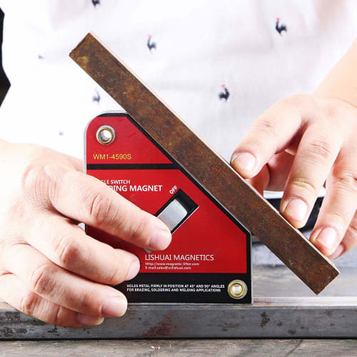 LISHUAI Powerful Single Switch Neodymium Welding Magnet Holder On/Off Switch Magnetic Clamp/Magnetic Square 45/90 Degrees Large Size WM1-4590L