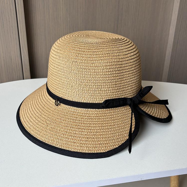 

Соломенная шляпа с разрезным бантом, женская летняя шляпа для путешествий, отпуска, защиты от солнца, пляжная шляпа с защитой от ультрафиолета для моря M（56-58cm） хаки