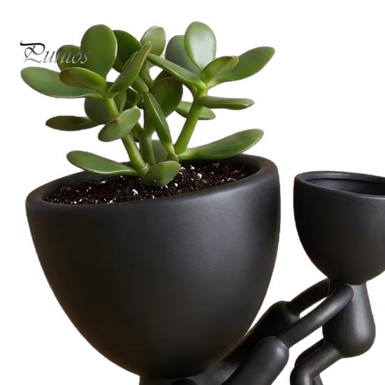 Cute Desktop Landscape Planter 3D Printed Mother Child Embracing Planter, Modern Minimalist Dual Succulents Multi Functional Storage Holder
