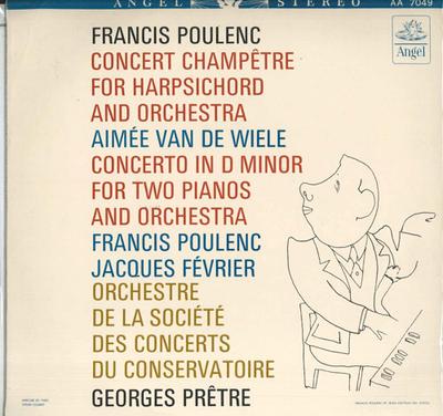 LP Record GEORGES PRETRE FRANCIS POULENC JA  Poulenc Concerto In D Minor For Tw AA7049 ANGEL Japan Classical Used