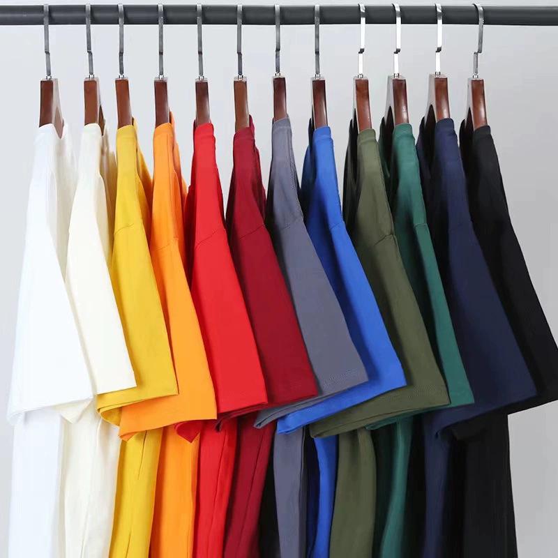 260g Unisex Pure Cotton Loose Fit Double Yarn Drop Shoulder Half Sleeve T-Shirt