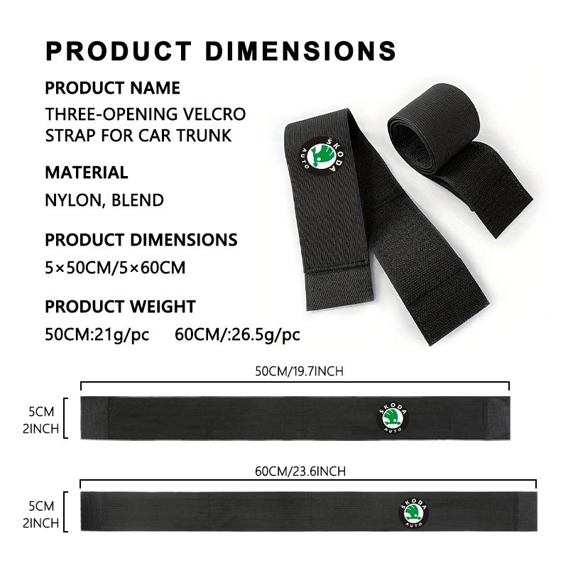 WLNQ1 For Skoda Car Trunk 50/60cm Nylon Velcro Strap Accessories Elastic Organizer Belt Storage Fabia Kamiq Superb Scala Enyaq-iV MK3