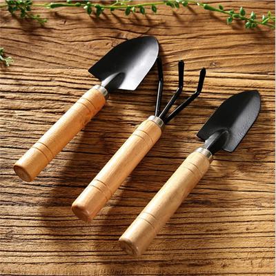 3 Piece Set Mini Gardening Potting Tools Wooden Handle Shovel Rake Shovel Multifunctional Household Plant Bonsai