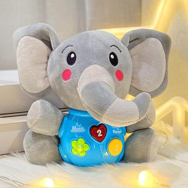 Baby Toy Musical Light-Up Plush Elephant for Girls Boys 6-12 Months 1-2 Years Gray
