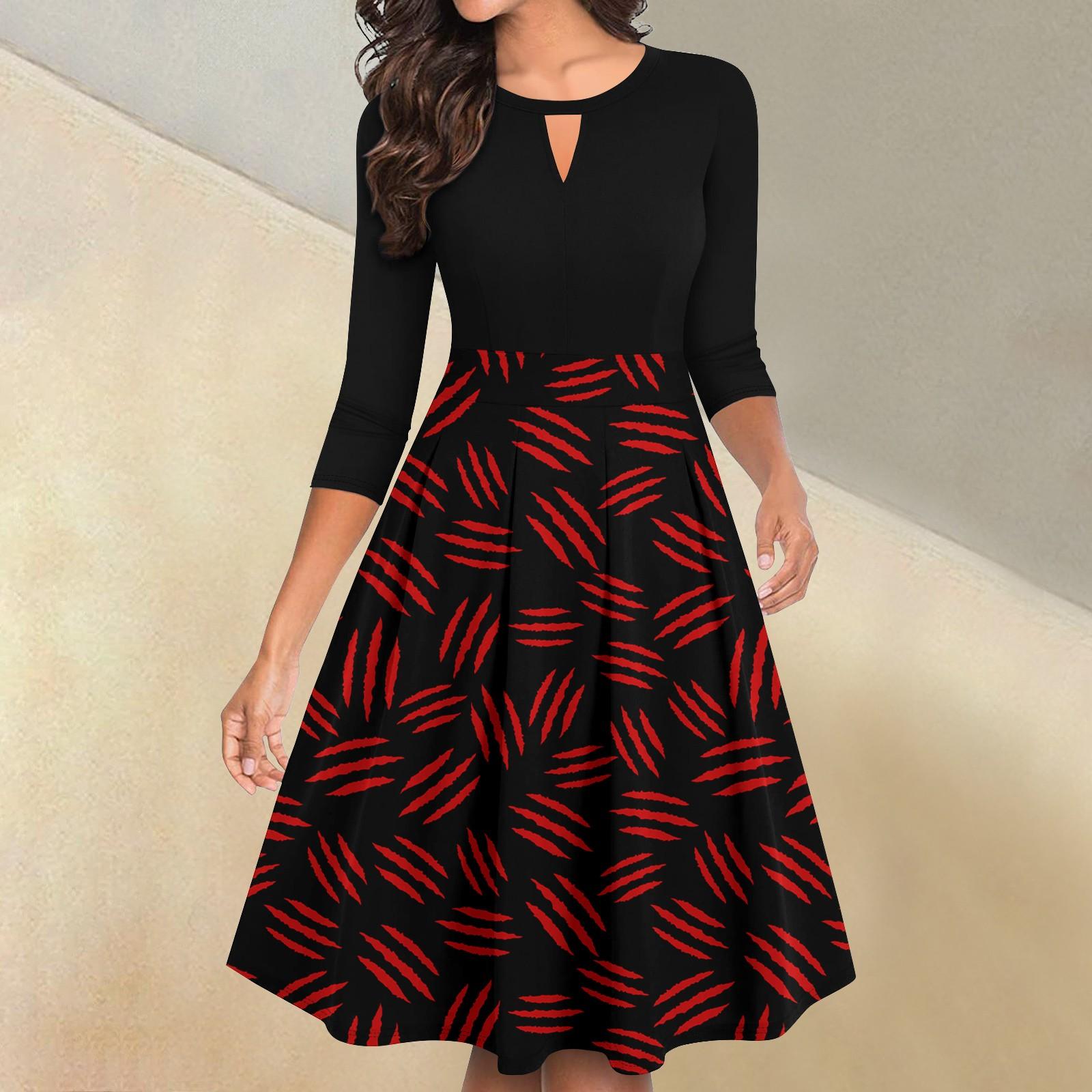 

Женские винтажные платья на Хэллоуин с принтом, расклешенные, с рукавами 3/4, повседневные, с разрезом, свободные, для вечеринок XL