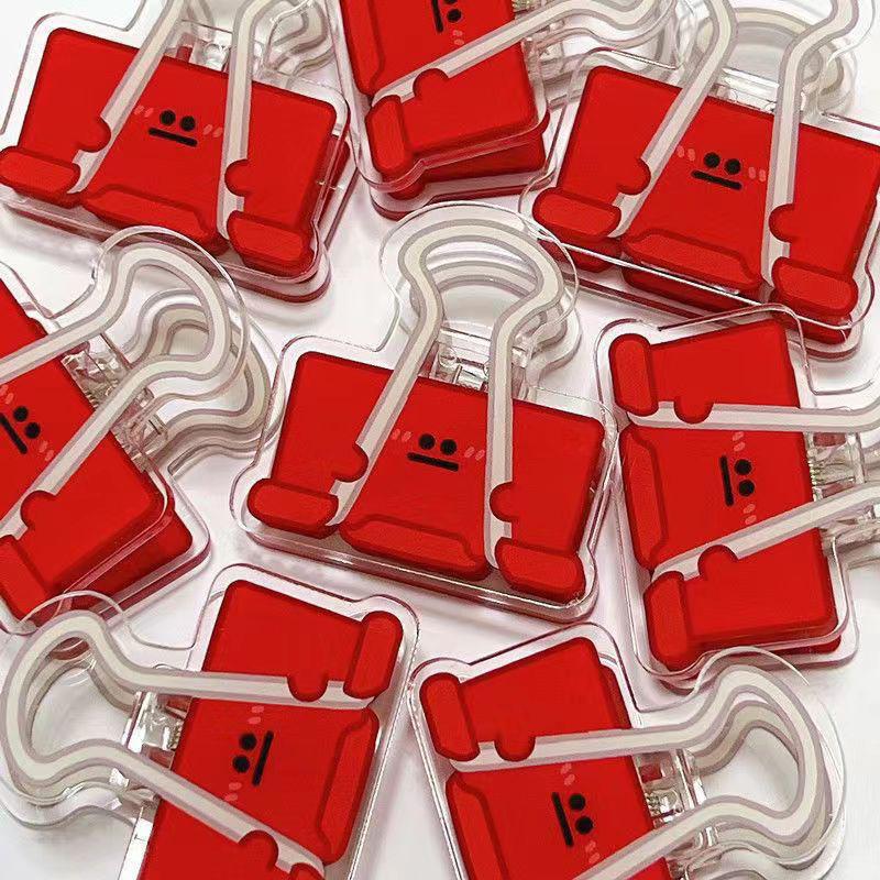 1pcs Cartoon Pp Clip Acrylic File Dovetail Book Data Clip Cute Funny Expression Eye Clip Long Tail Acrylic File For Office Tools